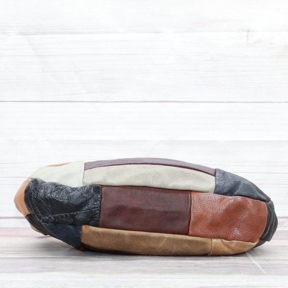 *Womens Multicolor Patchwork Leather Zip Top Hobo Purse Handbag Shoulder Bag - Picture 6 of 8